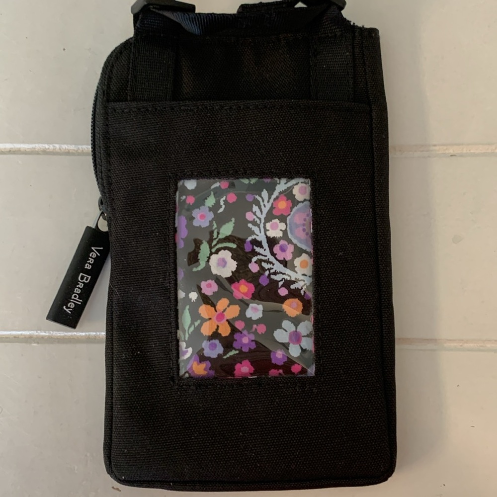 Vera Bradley Black Crossbody Phone and ID Bag, NWOT